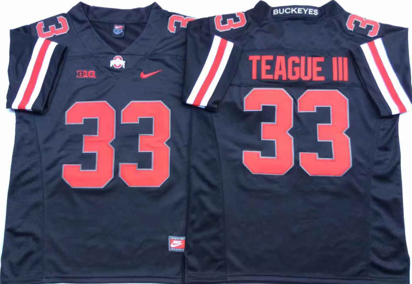 NCAA Men Ohio State Buckeyes Black #33 TEAGUE III->ncaa teams->NCAA Jersey